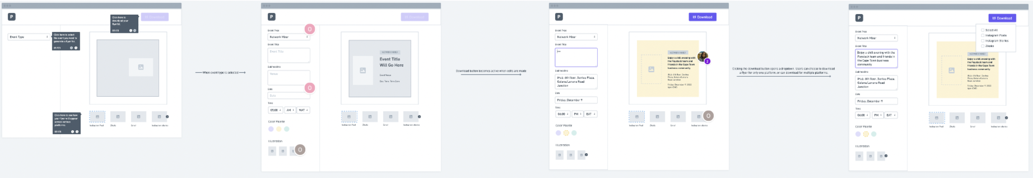 image showing the low fidelity wireframes created on Miro